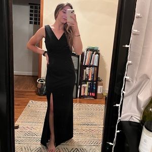 WOOSEA Women Sleeveless V Neck Split Evening Cocktail Long Dress